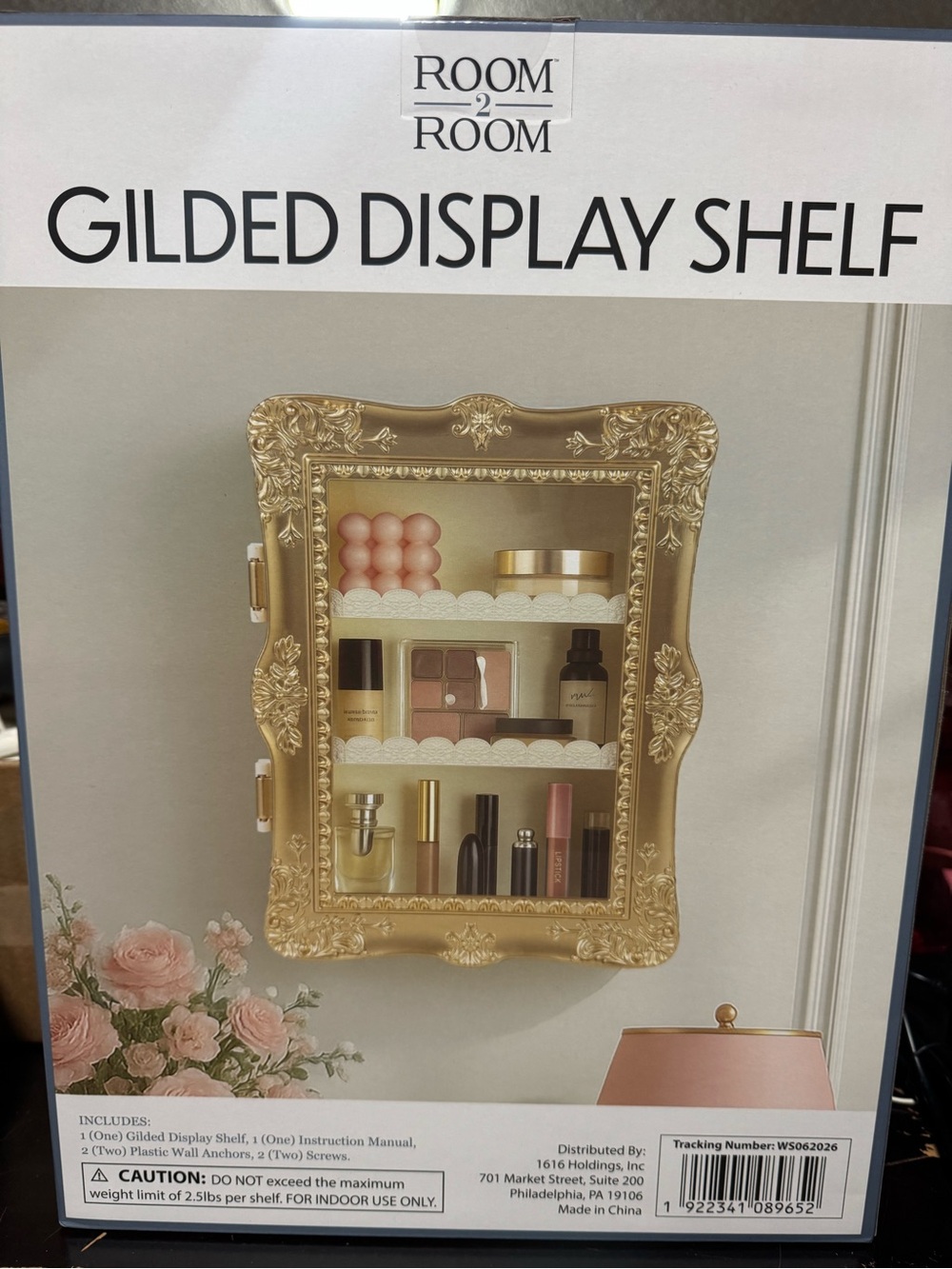 Room2Room Gilded Wall Display Shelf in Gold